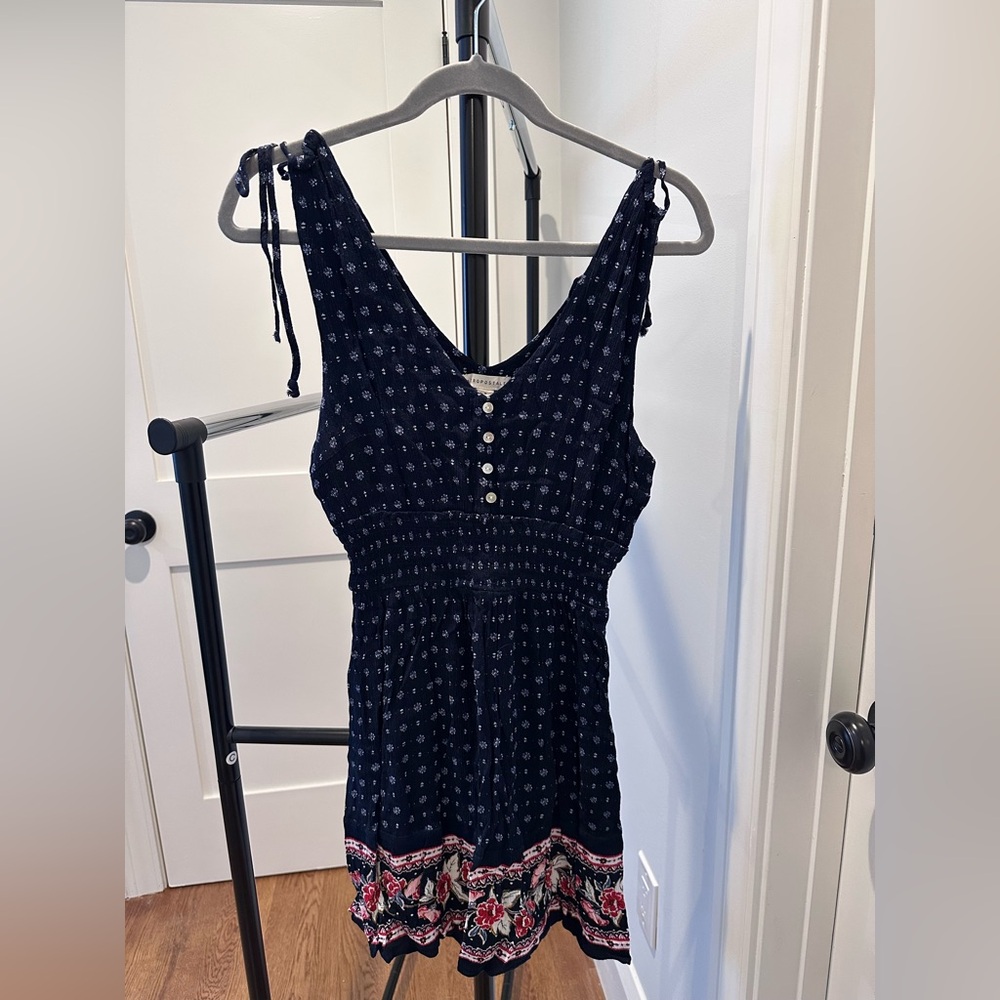 Aeropostale Navy Sleeveless Dress with Button Detail